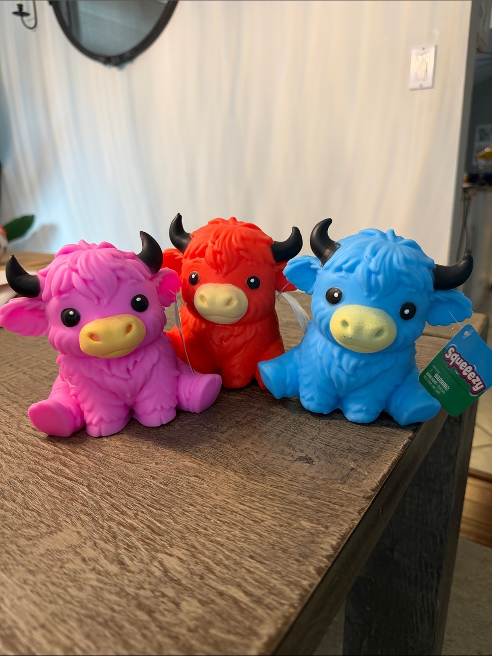 Mini Highland Cow Toy Squeezy Squeezey Lot Bundle Set 3 Purple Red Blue Target